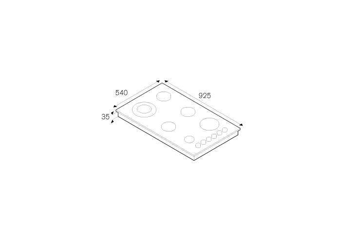 92 6-burner hob, edge 40mm | Bertazzoni