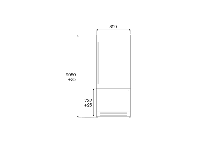 90 cm Built-In Bottom Mount, Panel Installed Right hinges | Bertazzoni