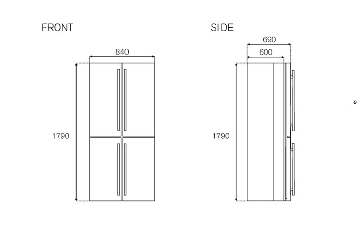 84 cm freestanding cross-door refrigerator stainless steel | Bertazzoni