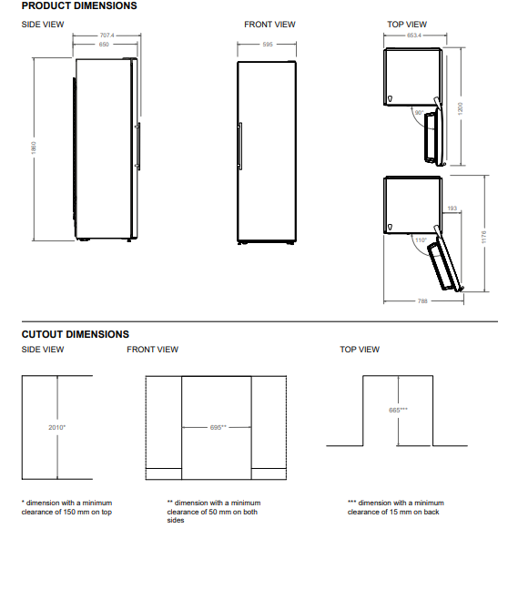 60 cm single door freezer H186 cm, freestanding | Bertazzoni