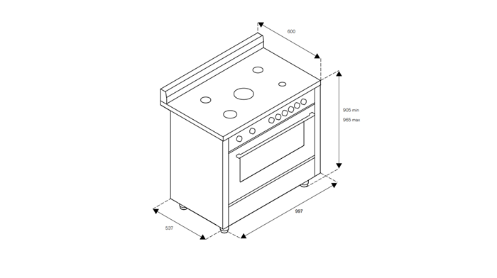 100 cm 5-Burner, Gas Oven | Bertazzoni