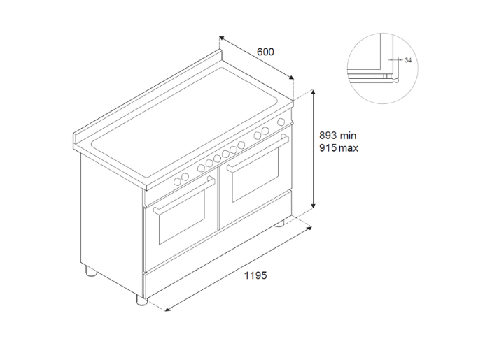 120 cm induction top + griddle, electric double oven | Bertazzoni