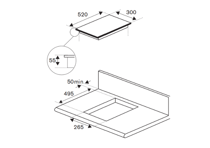 30 cm induction hob, 2 induction zones | Bertazzoni