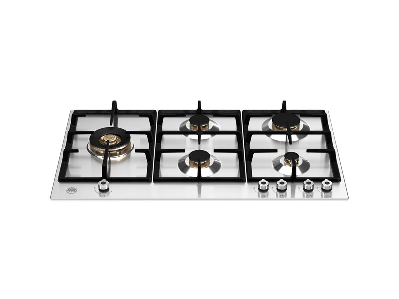 90 cm Gas hob with lateral dual wok | Bertazzoni - Stainless Steel